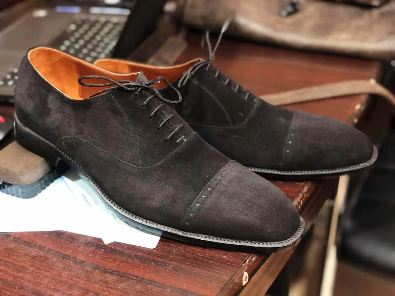 Handmade Men's Gray Cap Toe Suede Lace Up Shoes, Men Designer Dress Formal Shoes