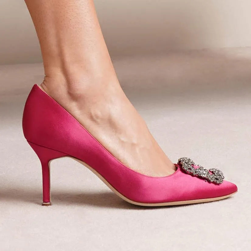Hangisi 70 dark pink satin pumps