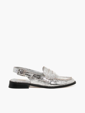 Hardi Silver Crackled Leather Versatile Slip-Ons Harbor Day Hardi Silver Crackled Leather