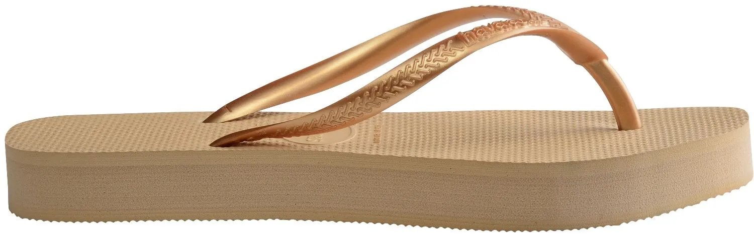 Havaianas Slim Flatform Golden Womens Flip Flops