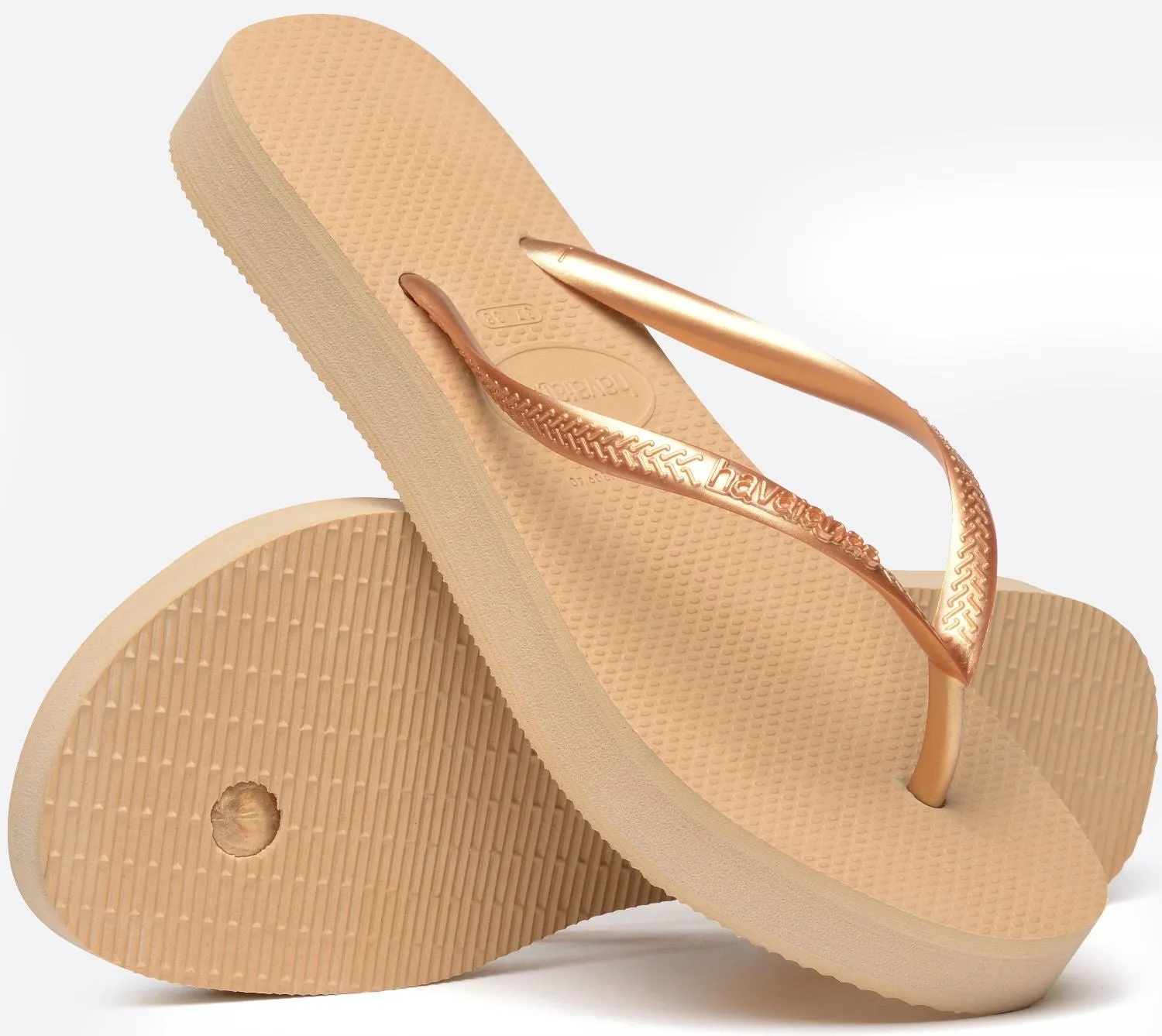 Havaianas Slim Flatform Golden Womens Flip Flops