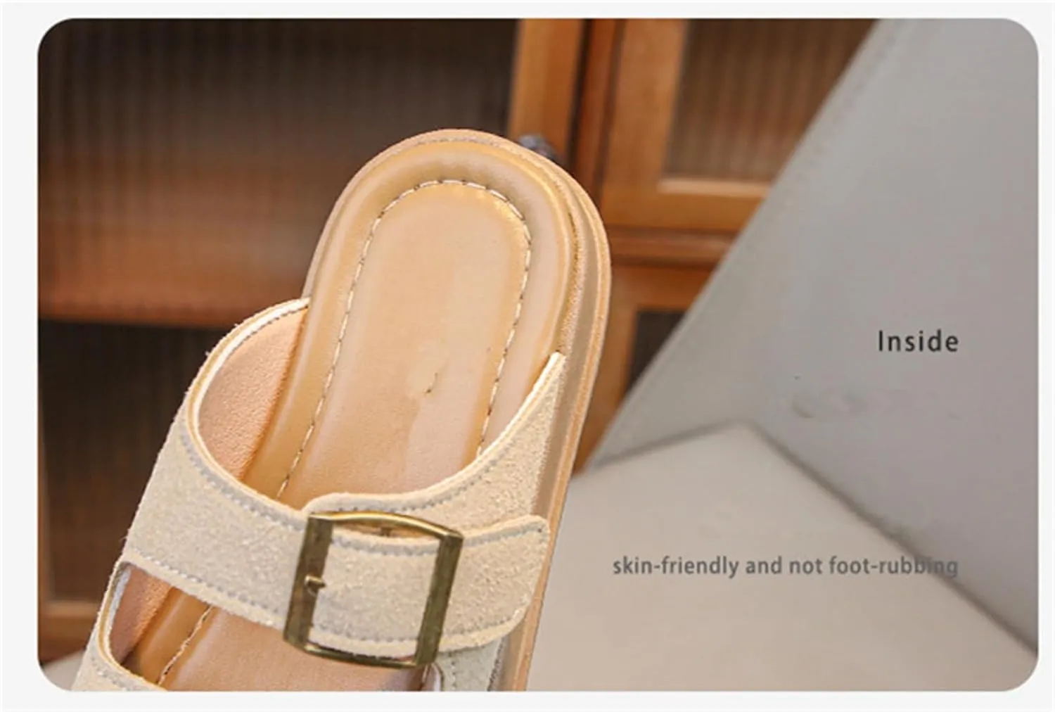 He&Yingmin Unisex-Child Slides Double Buckle Adjustable Flat Sandals Slippers for Boys Girls