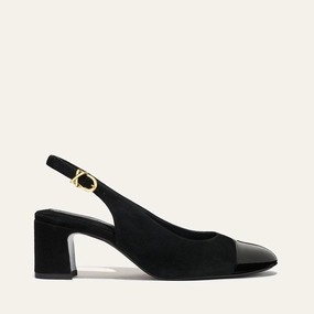 Heavy-duty Protection The Cluny Slingback - Black Suede and Patent The Cluny Slingback - Black Suede and Patent Thick Soles
