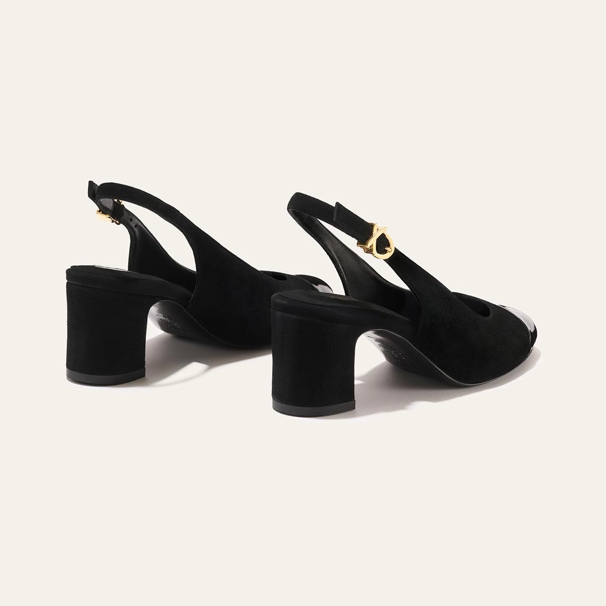 Anti slip technology The Cluny Slingback - Black Suede and Patent