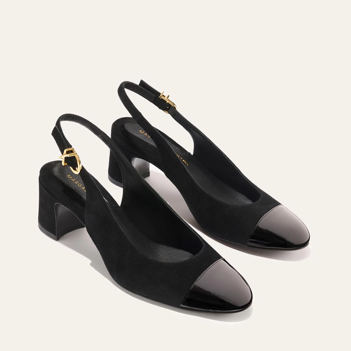 High Grip Shoes Heavy Sole Gear The Cluny Slingback - Black Suede and Patent