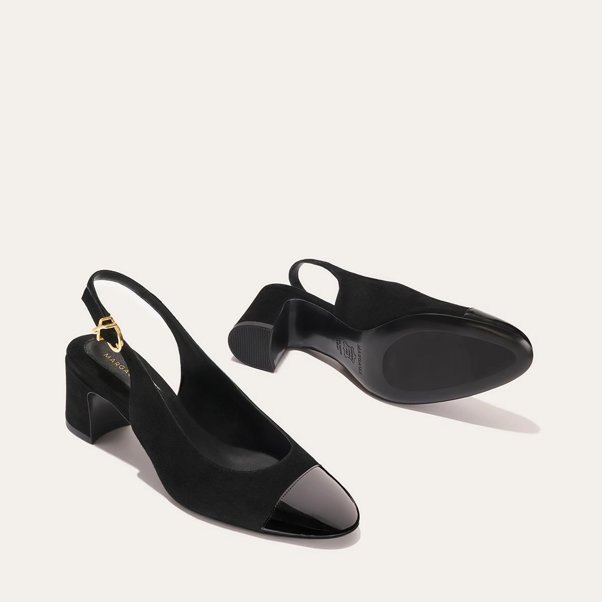 Shock absorption The Cluny Slingback - Black Suede and Patent