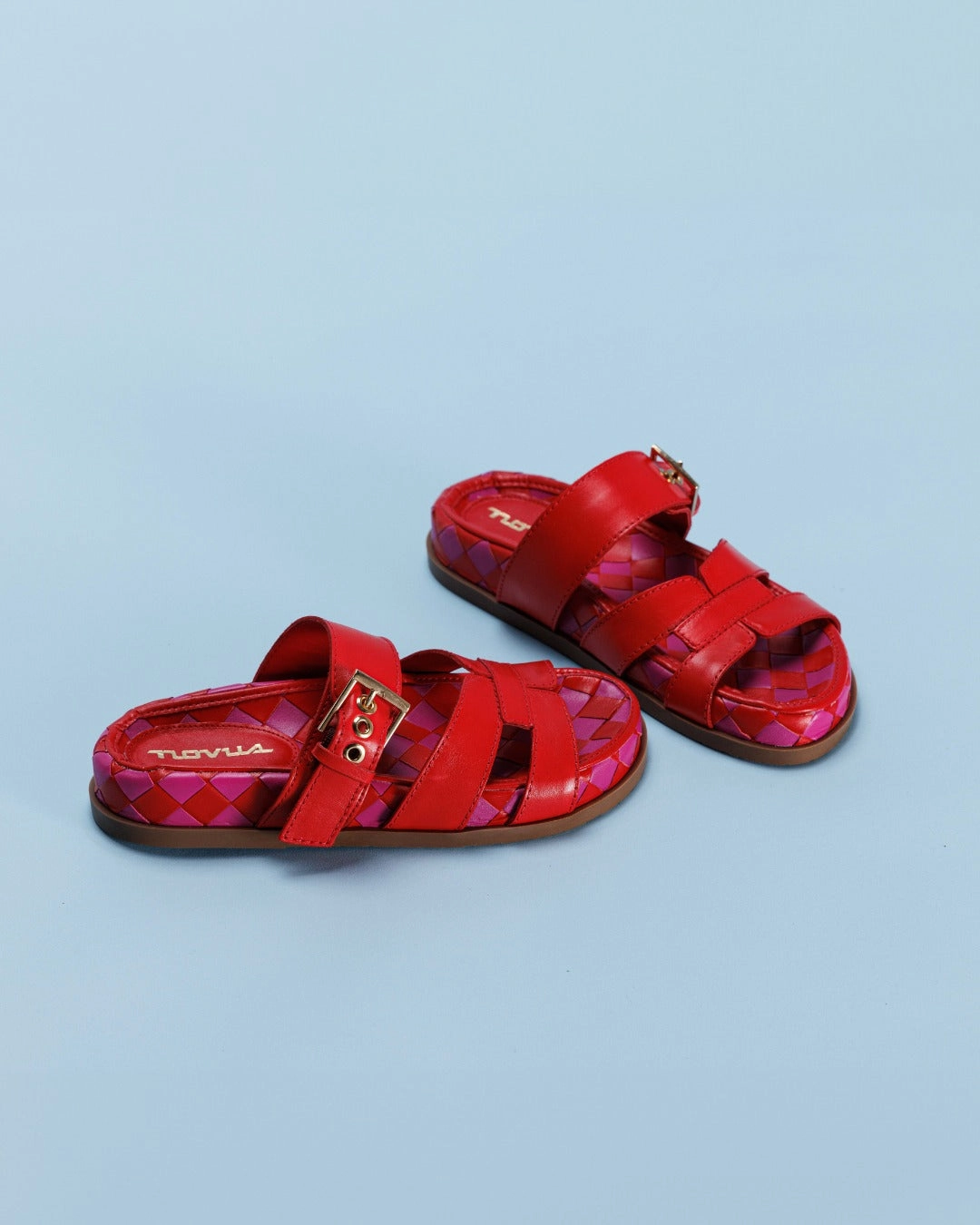 Sustainable Cork Footbed Helen Acent Red Atanado