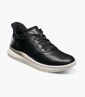 High Traction Pattern Fleet Perf Toe Elastic Lace Sneaker-Black | Florsheim Fleet Perf Toe Elastic Lace Sneaker-Black | Florsheim gym - specific functions Vegan Leather Option