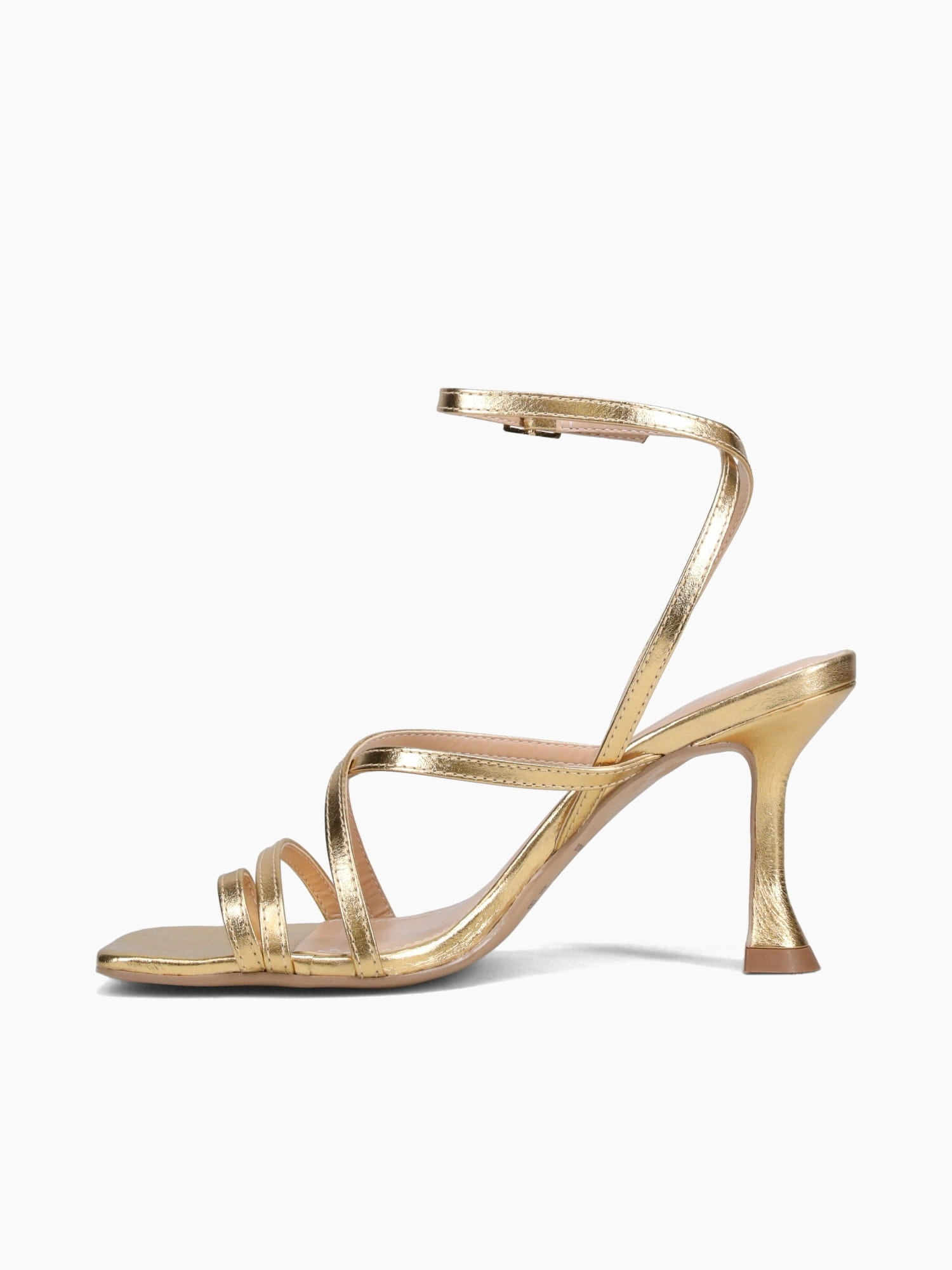 Hillary Gold Crystal Leather Adjustable Design Zero Drop Platform