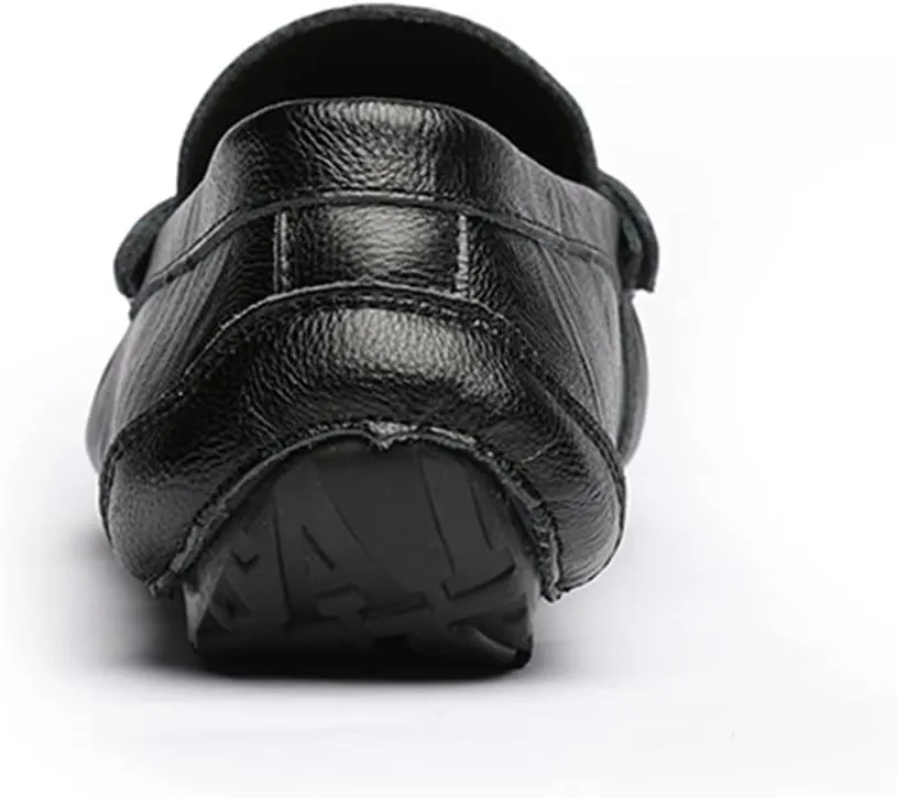 HOOENG Driving Moccasins for Men Genuine Leather Tassel Stitching Details Round Toe Flexible Flat Heel Lightweight Resistant Outdoor Slip On