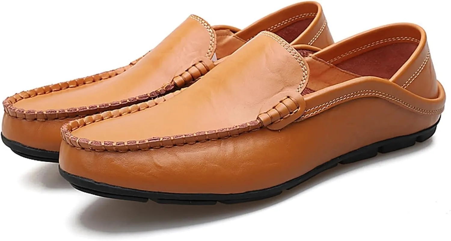 HOOENG Loafer Shoes Driving Moccasins for Men Breathable Lightweight Driving Loafers Leather Resistant Lightweight Anti-Slip Flat Heel Flexible Driving