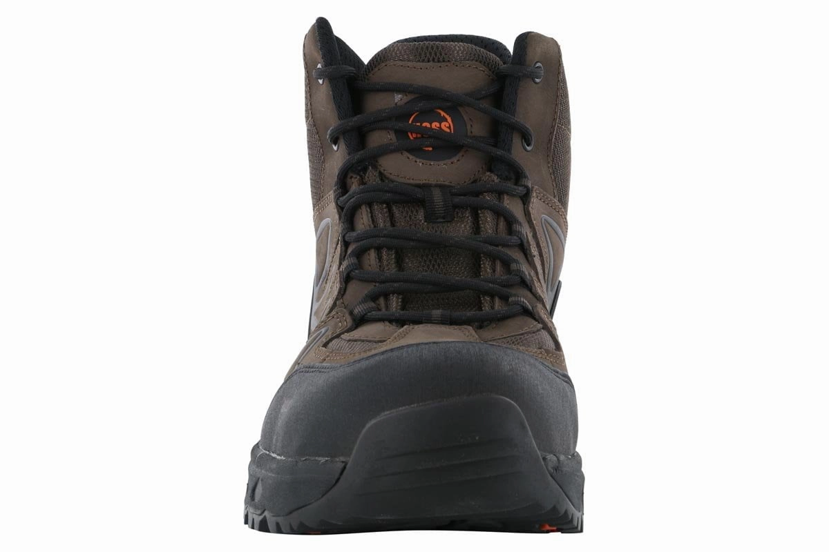 Hoss Eric Hi Aluminum Safety Toe Brown Weatherproof Traction Rugged Design
