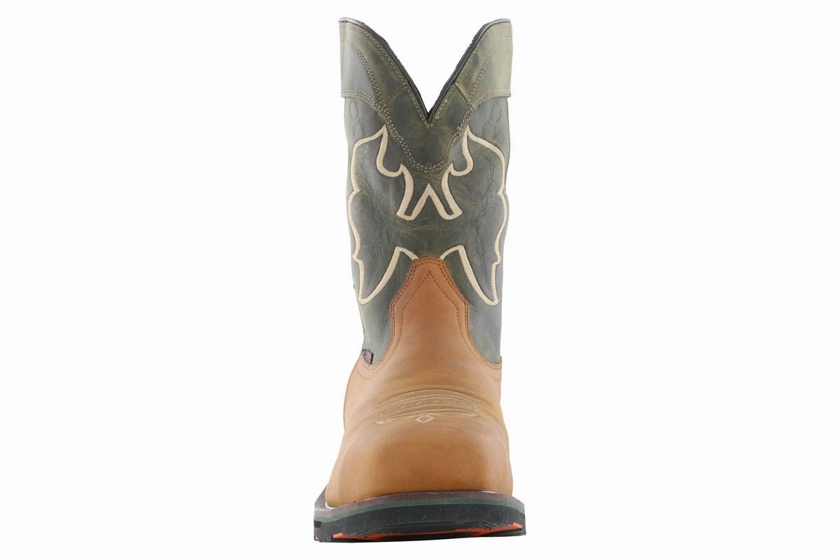 Hoss Showdown Composite Toe Western Boot Olive Adjustable Straps Reinforced Heel Support