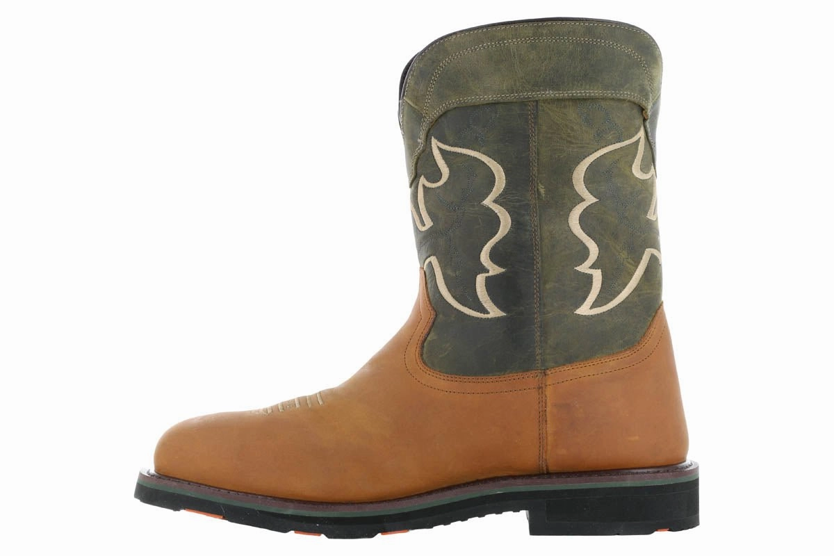 Hardwearing Footwear High Traction Grip Hoss Showdown Composite Toe Western Boot Olive