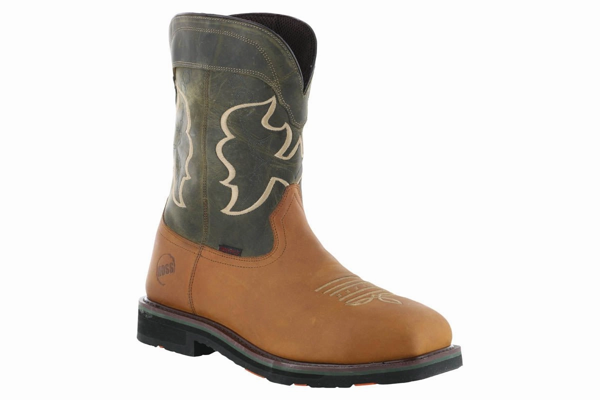 Hoss Showdown Composite Toe Western Boot Olive Slip Safe