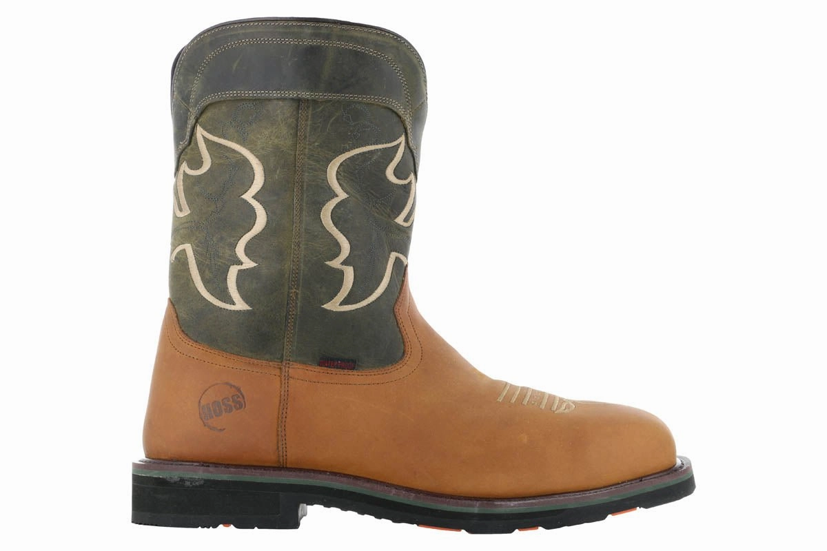 Hoss Showdown Composite Toe Western Boot Olive Tough Performance