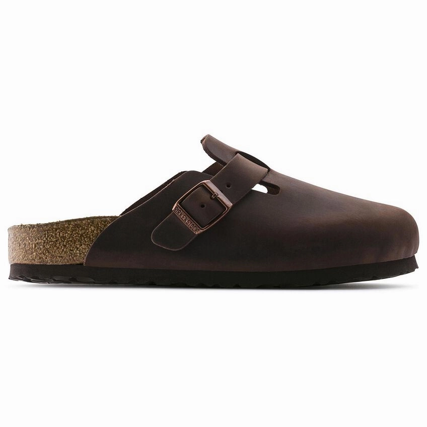 Slip Resistant Modern Commuters Hybrid Edge Birkenstock Unisex Boston Soft Footbed Oiled Leather - Habana