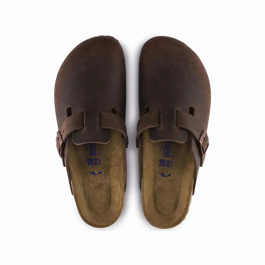 Dad Pick Travel Light Hybrid Edge Birkenstock Unisex Boston Soft Footbed Oiled Leather - Habana