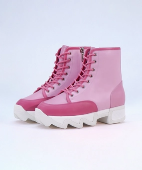 Hypoallergenic Insole Layer Arom Pink Lace-Up Boot Asymmetric Lace Configuration Abrasion resistant Arom Pink Lace-Up Boot