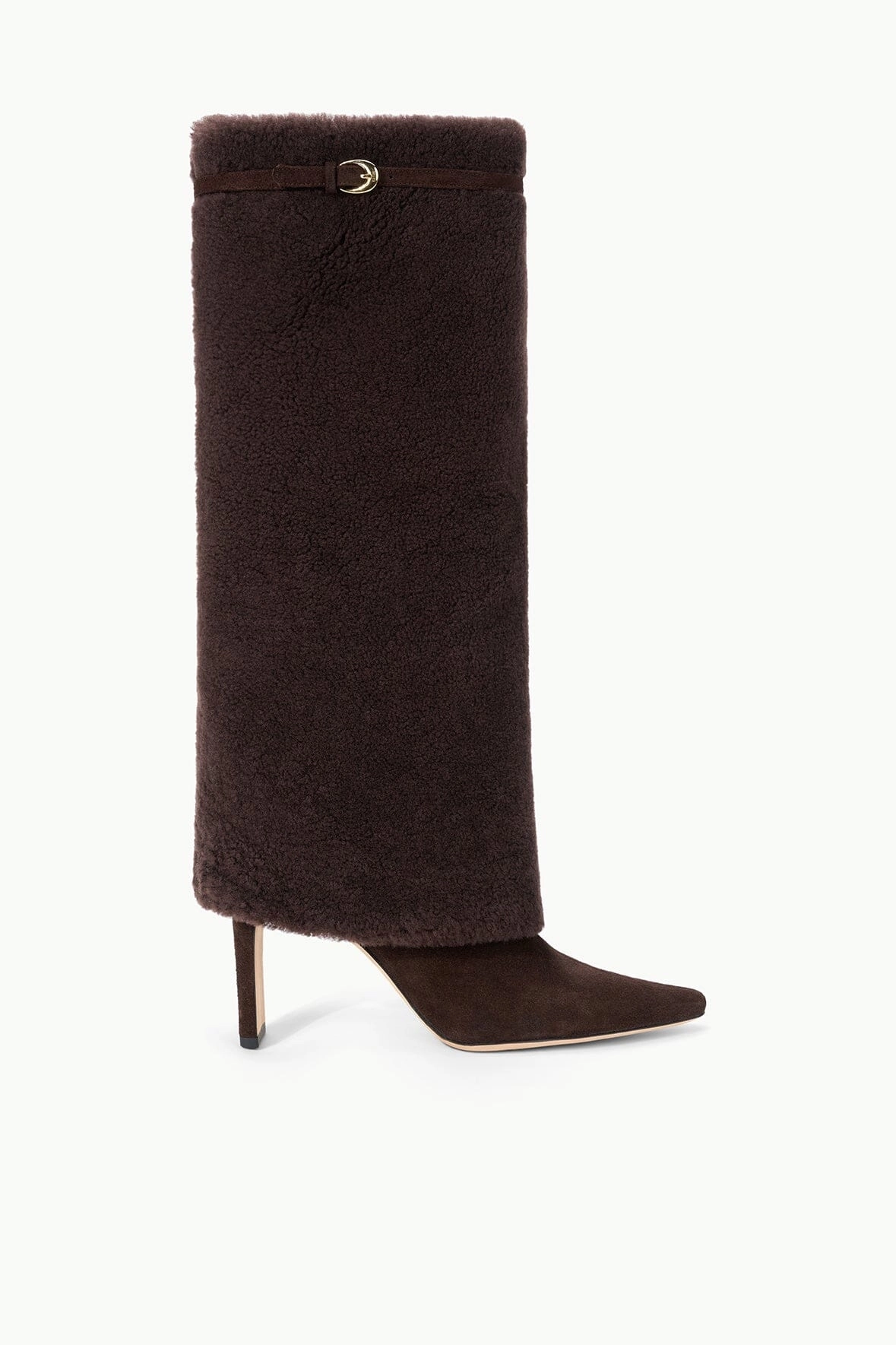 Leather Touch WALLY FOLDOVER HIGH HEEL BOOT | ESPRESSO SHEARLING