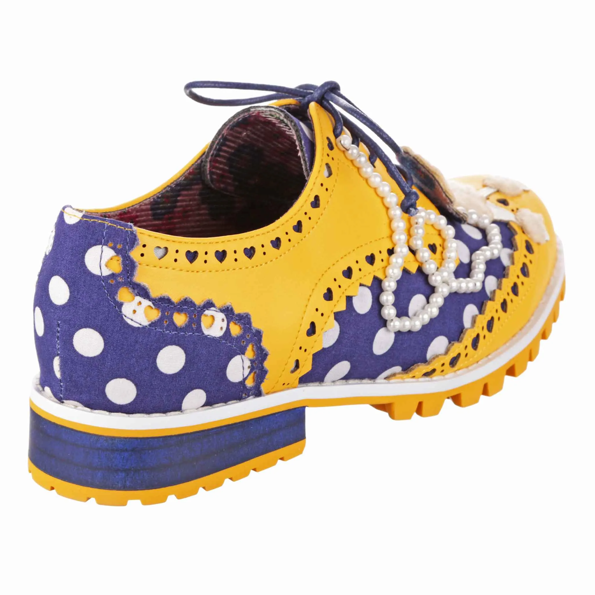 Irregular Choice Women's 4614-01 Sockhop Sweetie Lace Up Brogue Shoes Mustard