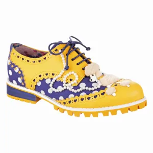 Irregular Choice Women's 4614-01 Sockhop Sweetie Lace Up Brogue Shoes Mustard