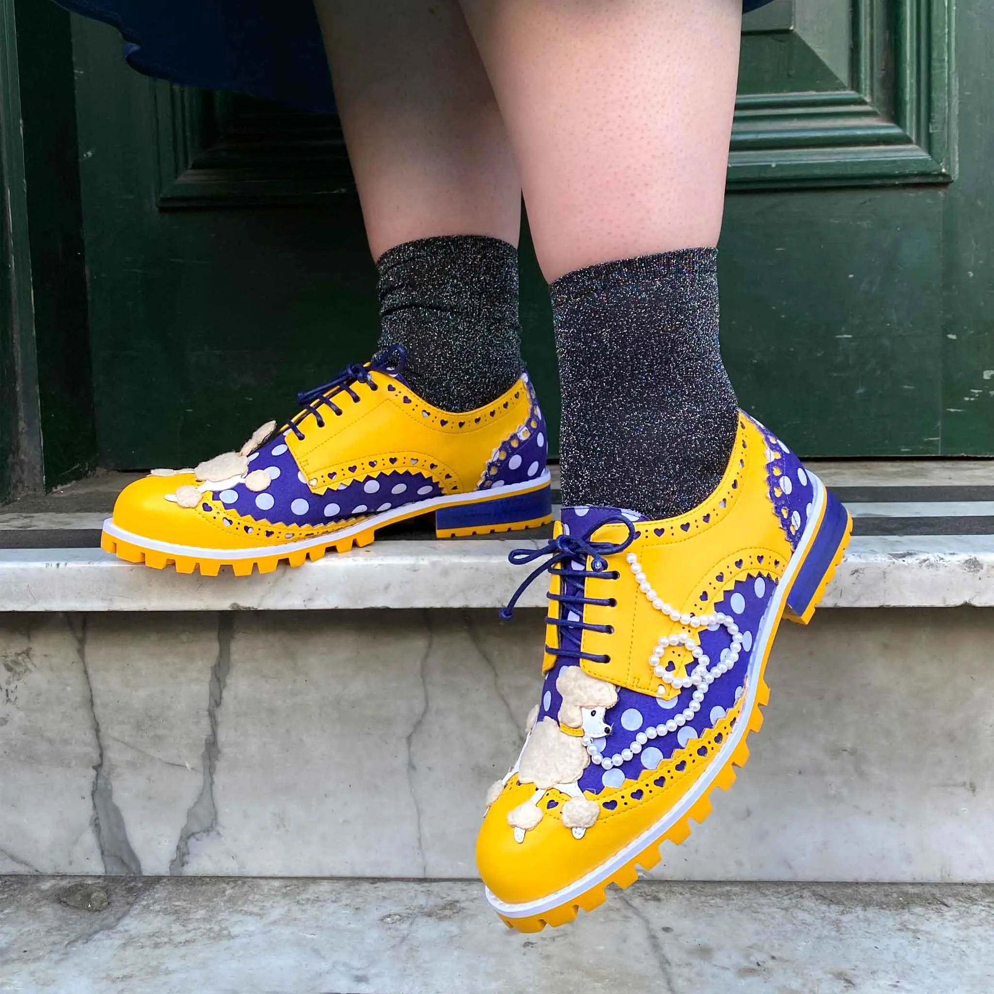 Irregular Choice Women's 4614-01 Sockhop Sweetie Lace Up Brogue Shoes Mustard