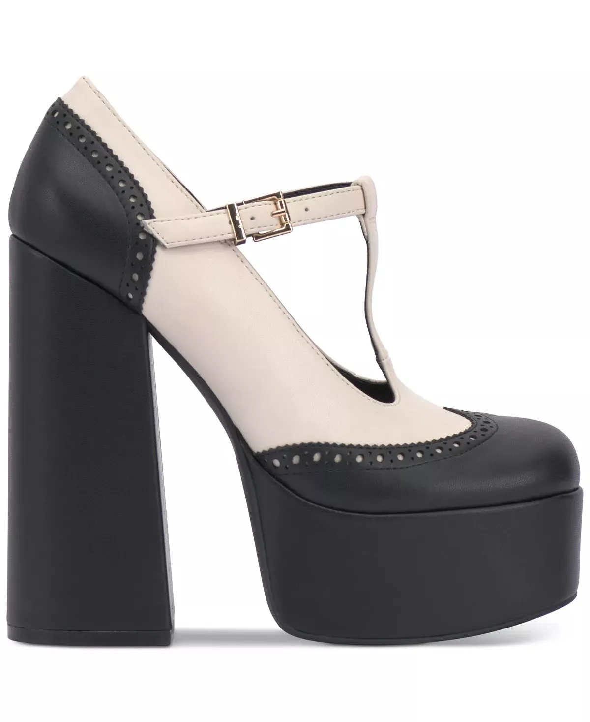 Jessica Simpson Selventa Black/Chalk Mary Jane Block Heel Platform Dress Pumps