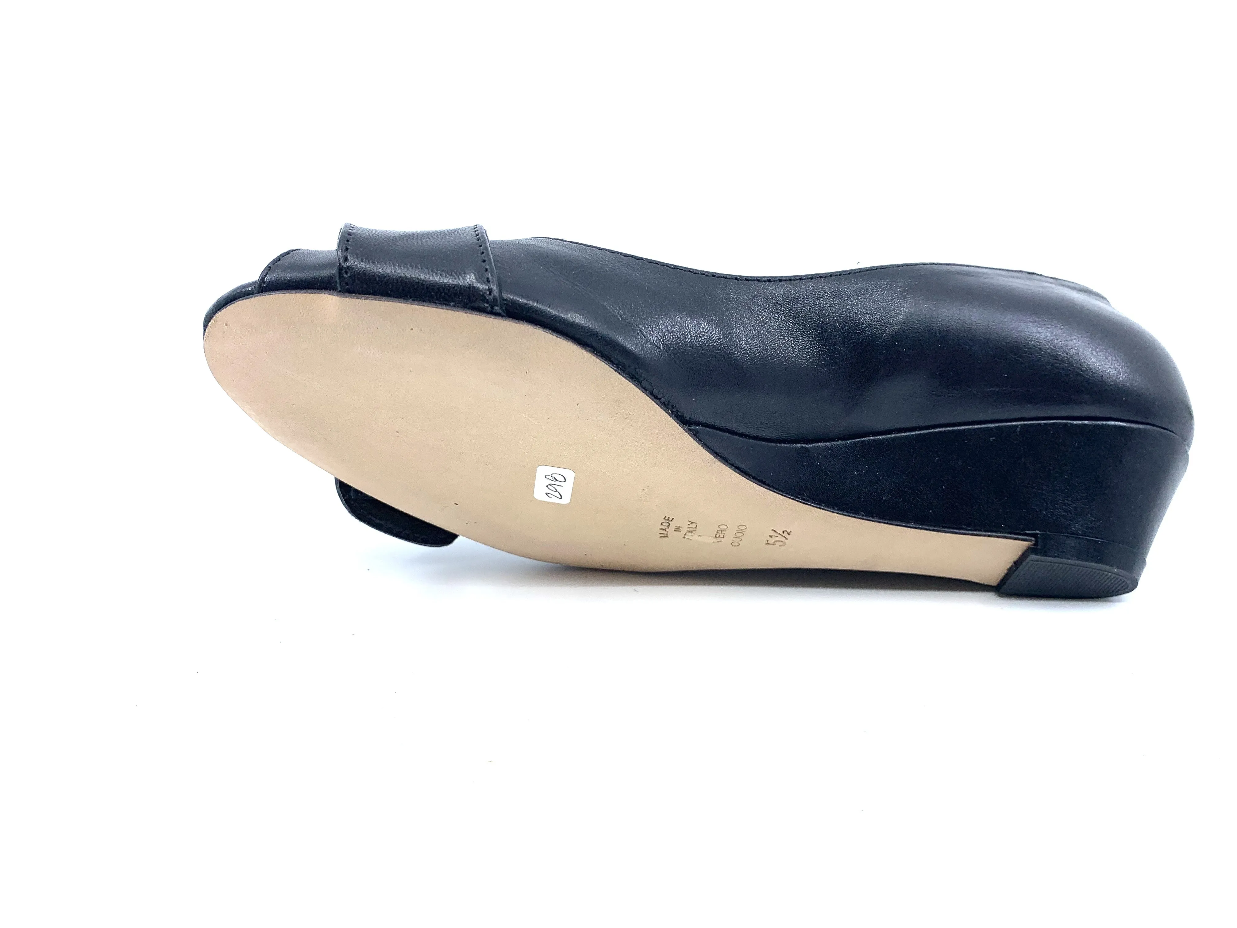 Jubilee Black Leather Butter Wedge Pumps