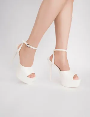 Just Kidding white Patent Platform High Heels