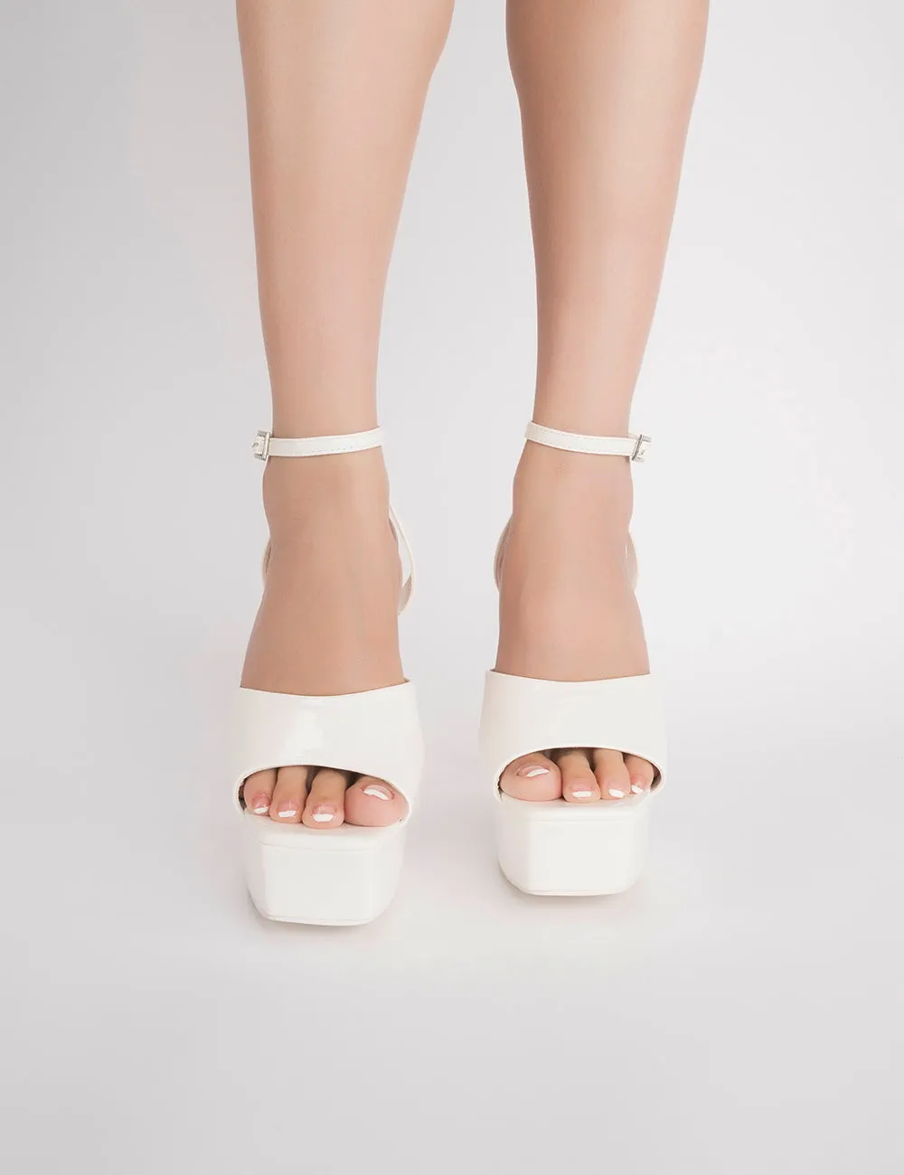 Just Kidding white Patent Platform High Heels