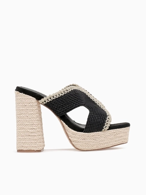 Kaia Black Fabric Textured Tread Open Frame