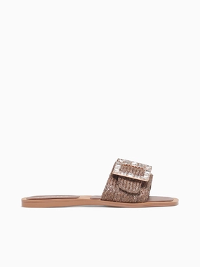 Karola Brown Crystals raffia Sand resistant Karola Brown Crystals raffia Brunch Walk Stylish Sandals