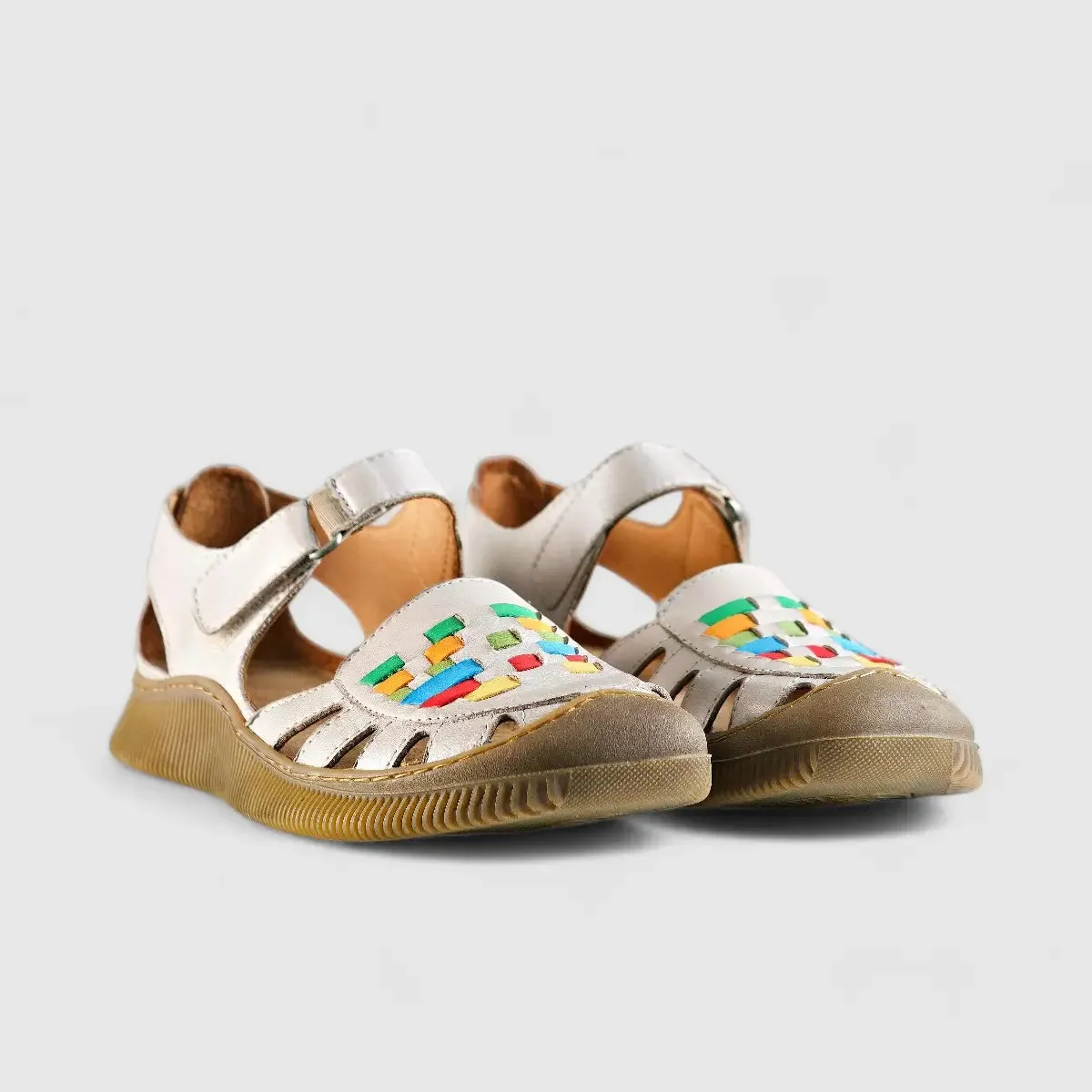 Karyoka Comfort Leather Fisherman Sandal 6717 Beige Multi