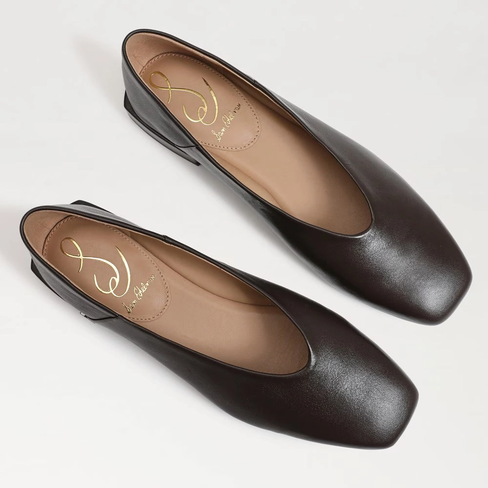 Kasey Square Toe Ballet Flat - Cafe Noir Brown Leather Clean Cut Urban Cool