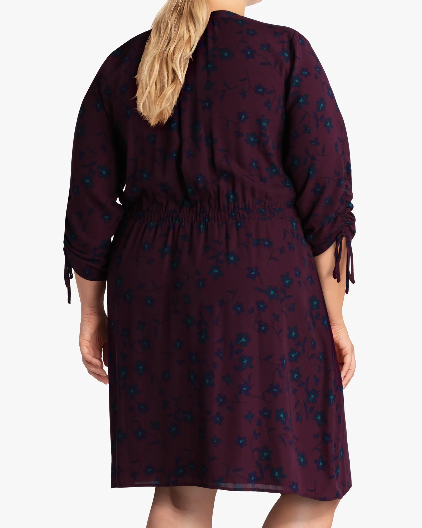 Keene Ruched Sleeve Dress | Purple / Navy