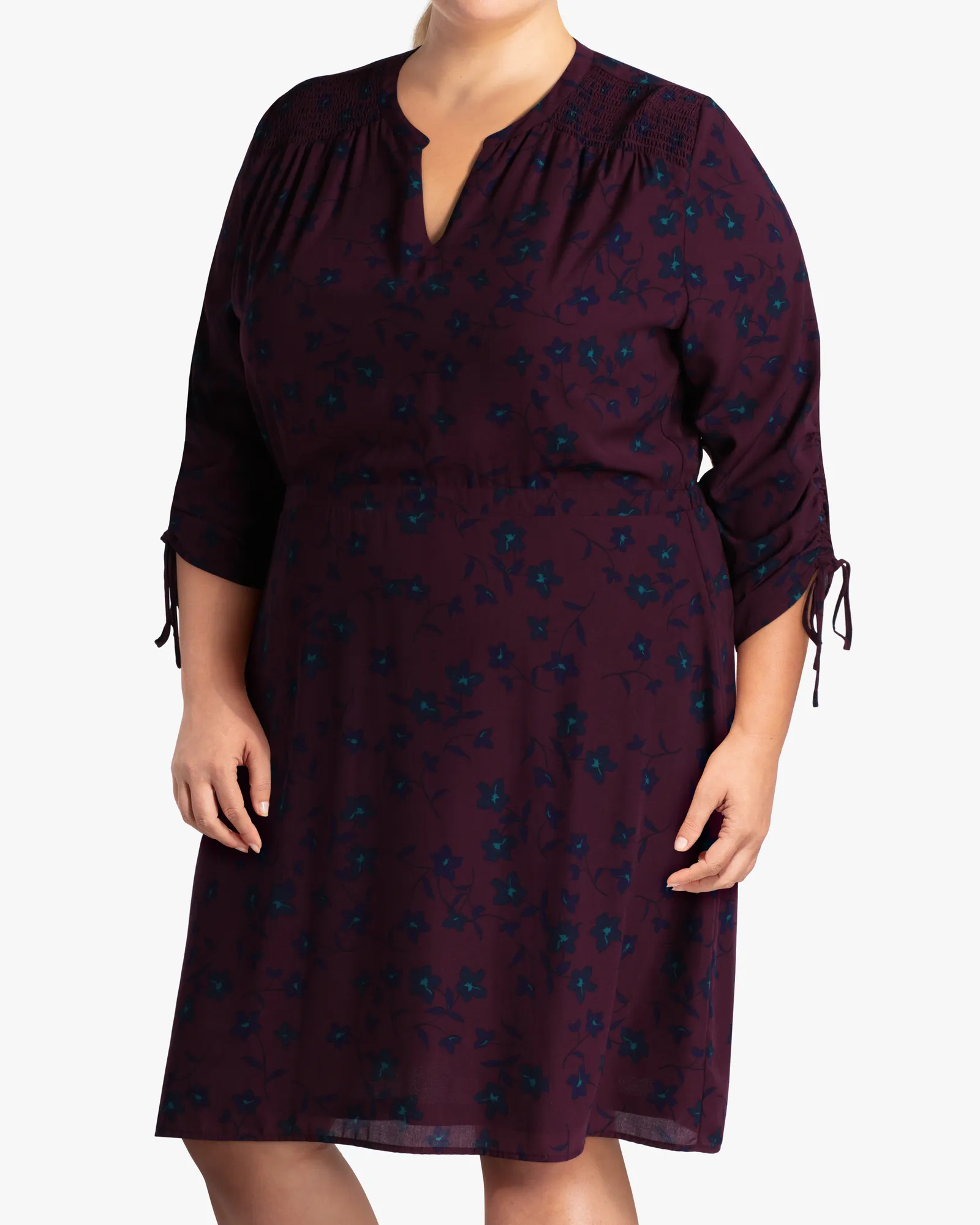 Keene Ruched Sleeve Dress | Purple / Navy