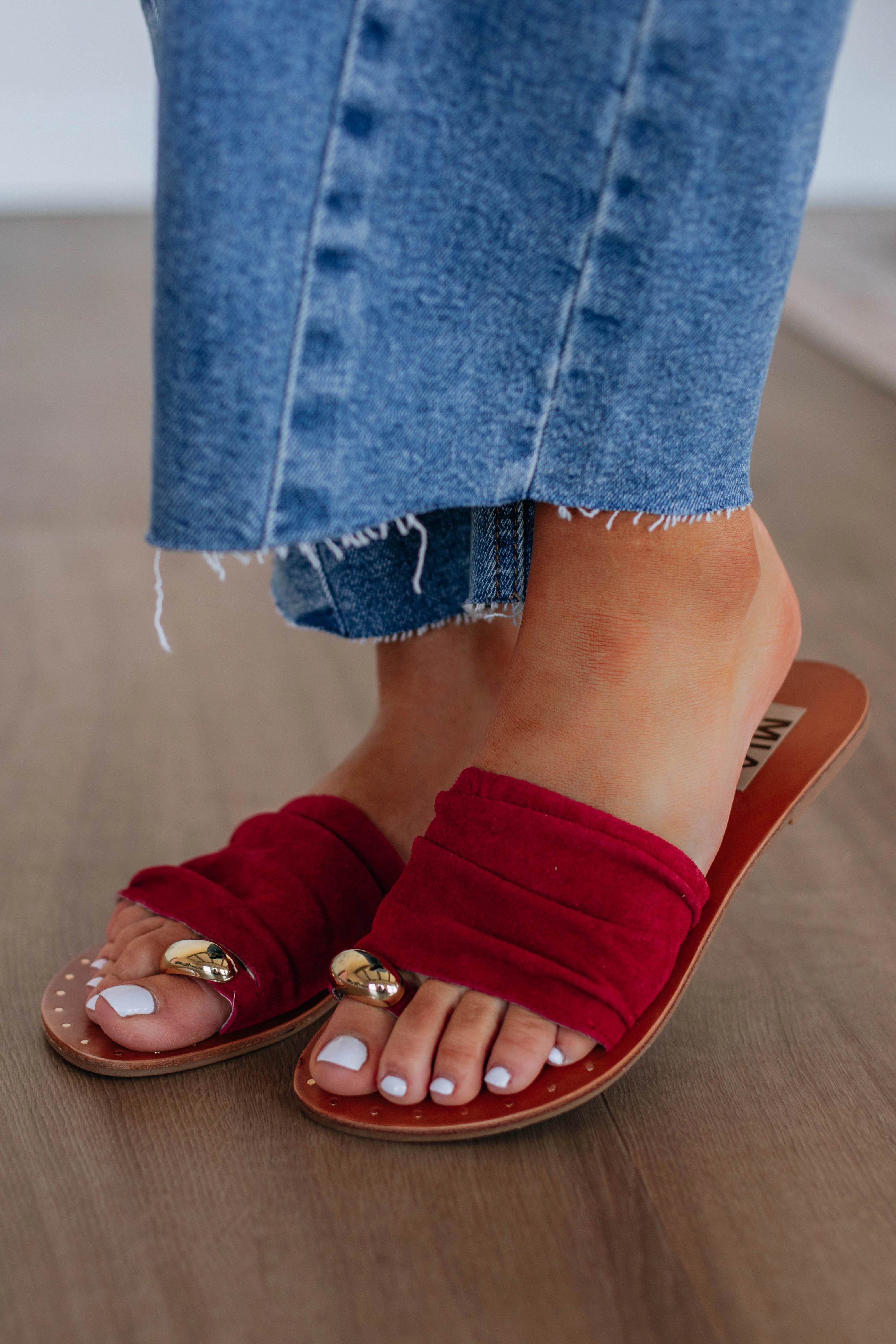 Keep It Current Sandals - Sangria Ventilation holes Reinforced toe