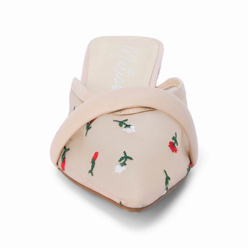 Kellan Heels - Nude Floral Coral Path