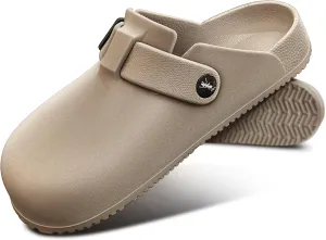KEMISANT Women Clogs,Comfortable Mules Sandals Slippers Nurse Garden Shoes Unisex for Men Cushioned Support(Camel-8 Women/6 Men)