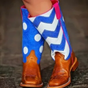 Kids Cowboy Boots - Macie Bean Blue Polka Dot MK9068