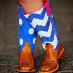 Kids Cowboy Boots - Macie Bean Blue Polka Dot MK9068