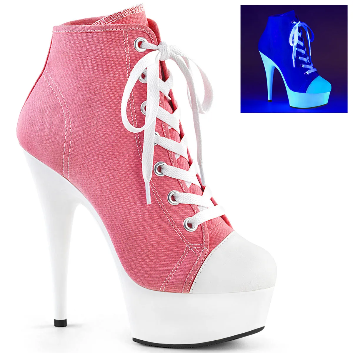 Lace Up Front Canvas Sneaker 6-Inch Heel DELIGHT-600SK-02