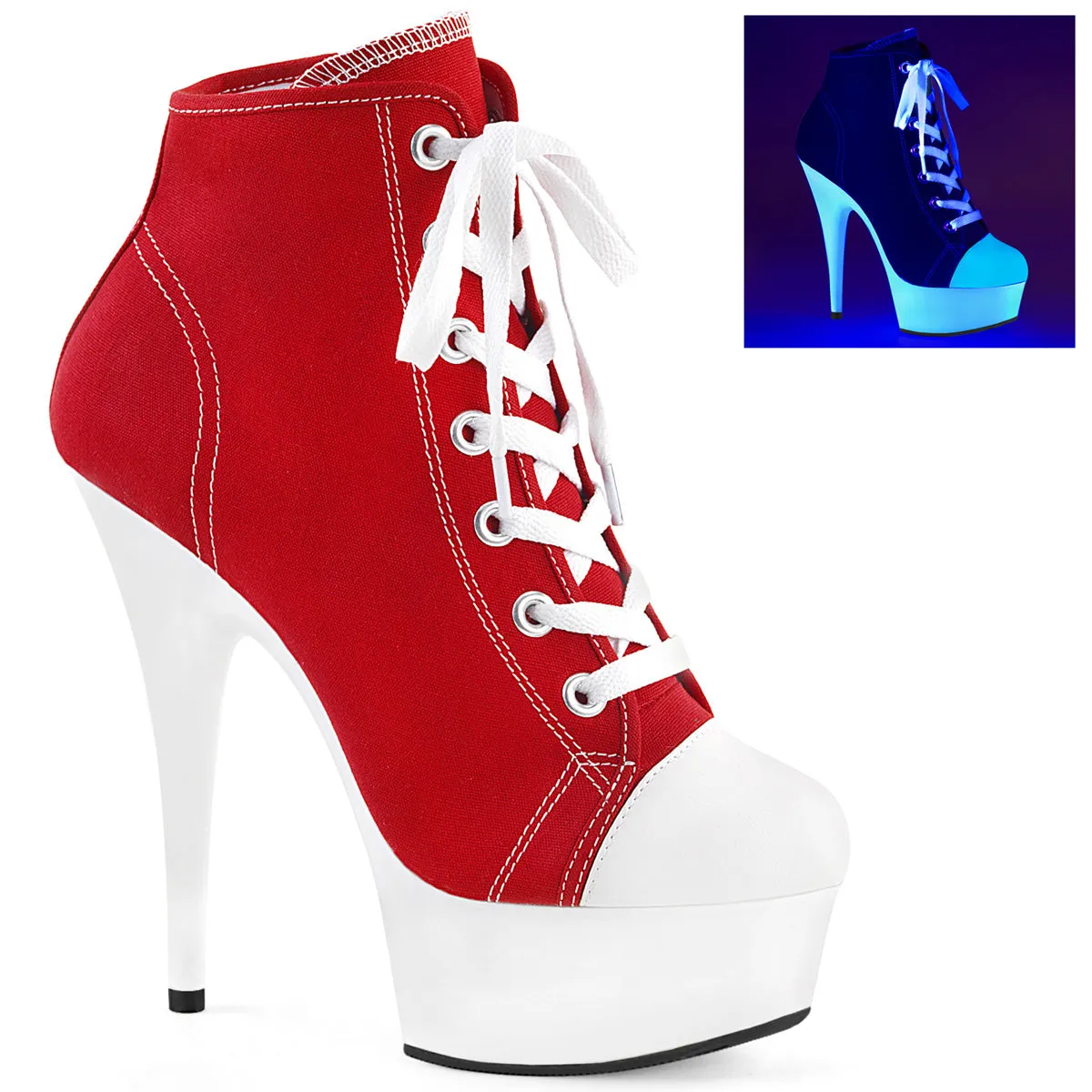 Lace Up Front Canvas Sneaker 6-Inch Heel DELIGHT-600SK-02