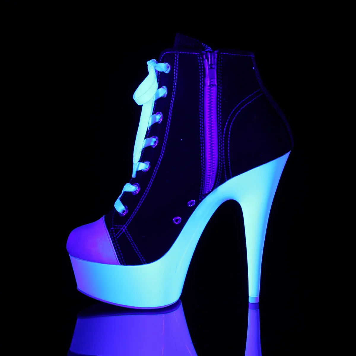 Lace Up Front Canvas Sneaker 6-Inch Heel DELIGHT-600SK-02