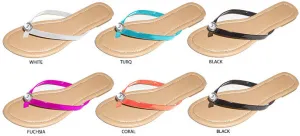 ladies patent flip flops with rhinestone detail Case of 36