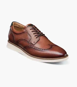 Launch Wingtip Oxford-Cognac Multi | Florsheim Lace - Up Style windy - day shoes Adjustable Strap Closure Launch Wingtip Oxford-Cognac Multi | Florsheim
