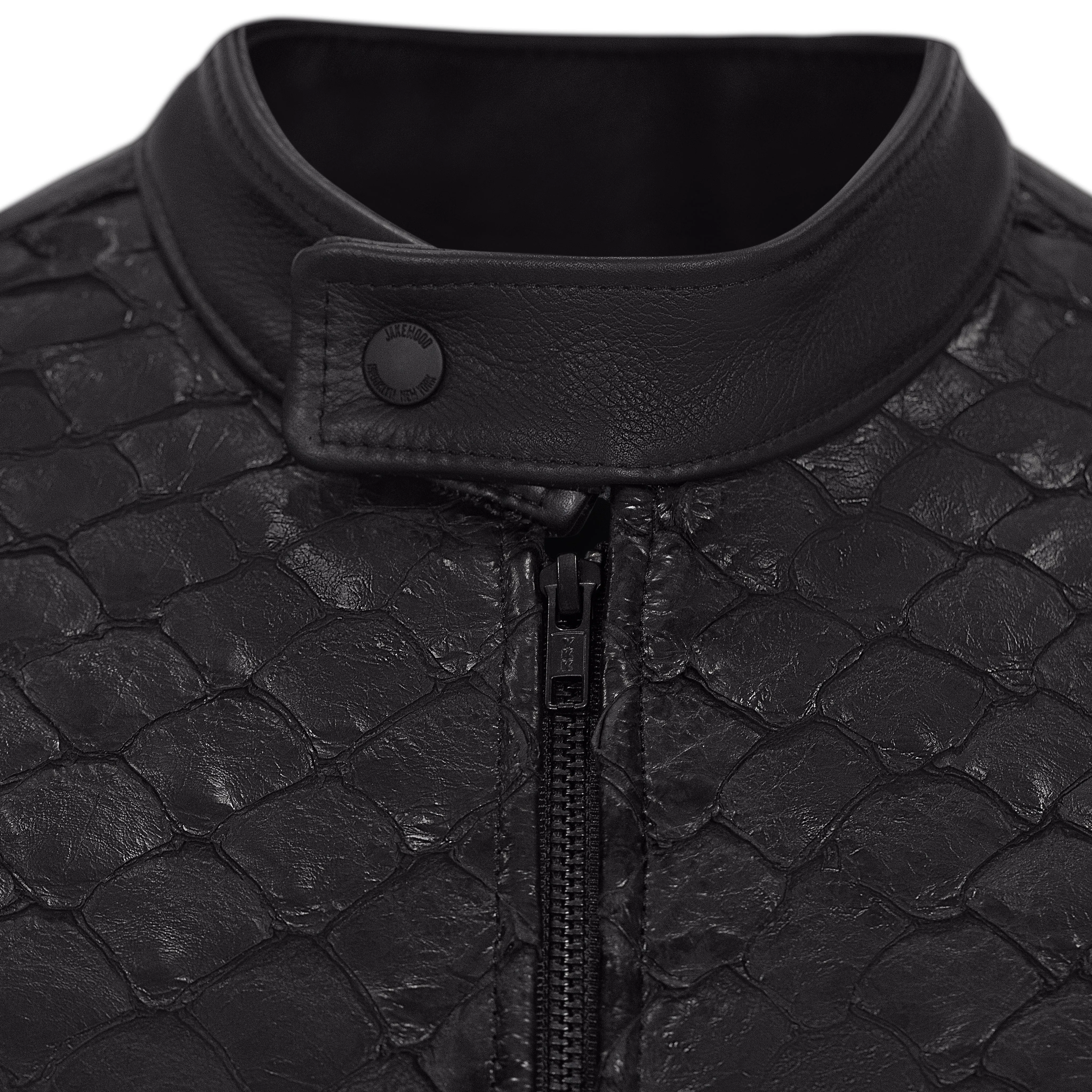 Leather jacket with the full front arapaima skin #2041
