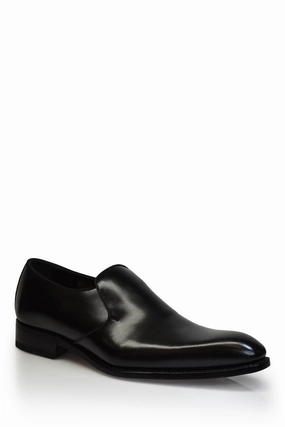Leather Puccini Formal Slip-On Shoe in Black Travel Step Move Glide-Out Senior Wear Comfort footbed Leather Puccini Formal Slip-On Shoe in Black
