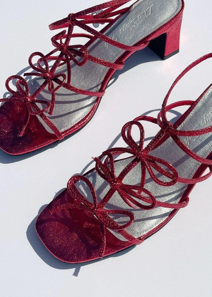 Friction Reduction Design Carrie Bow Sandal - Red/Silver